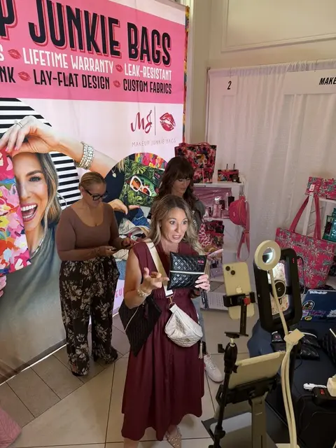 A brand booth set for live selling